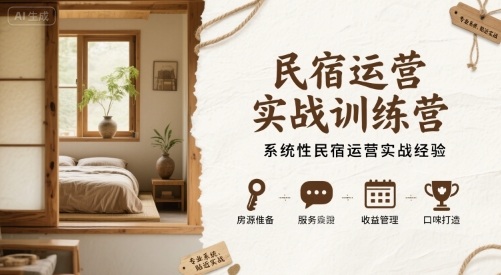 民宿运营实战训练营，系统性民宿运营实战经验——生财有道创业项目网-生财有道
