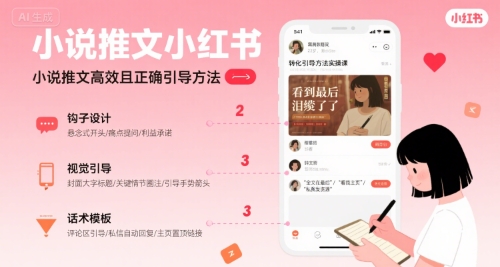 小说推文小红书高转化引导方法实操课，小说推文高效且正确引导方法——生财有道创业项目网-生财有道