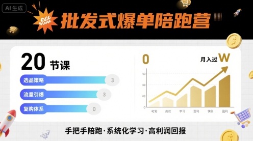 批发式爆单陪跑营，20节课带你实现批发式爆单，带你经松月入过W——生财有道创业项目网-生财有道