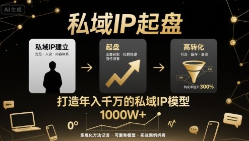 私域IP起盘，私域ip建立、起盘、高转化，打造年入千万的私域ip模型——生财有道创业项目网-生财有道