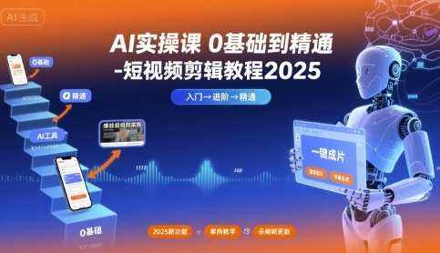 AI实操课0基础到精通-短视频剪辑教程2025——生财有道创业项目网-生财有道