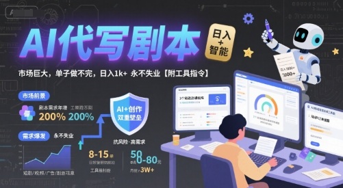 AI代写剧本，市场巨大，单子做不完，日入1k+ 永不失业【附工具指令】——生财有道创业项目网-生财有道
