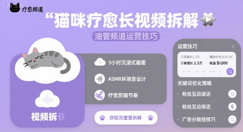 猫咪疗愈长视频拆解 &油管频道运营技巧——生财有道创业项目网-生财有道
