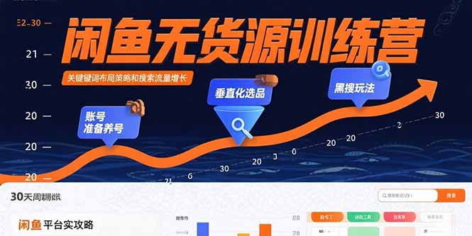（15698期）闲鱼无货源训练营：账号准备养号/垂直化选品/黑搜玩法，0基础30天盈利指南_生财有道创业项目网-生财有道
