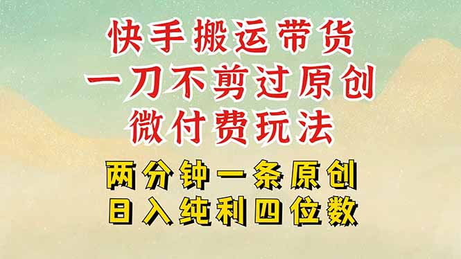 （15577期）快手黑科技搬运带货，一刀不剪过原创，微付费投流玩法，轻松日入四位数…_生财有道创业项目网-生财有道