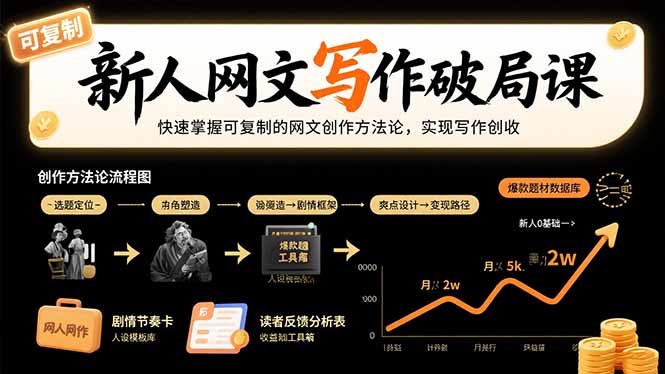 （15688期）新人网文写作破局课：快速掌握可复制的网文创作方法论，实现写作创收_生财有道创业项目网-生财有道