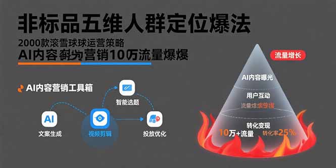 （15619期）非标品五维人群定位法，2000款滚雪球运营策略，AI内容营销10万流量引爆_生财有道创业项目网-生财有道