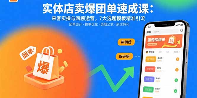 （15834期）实体店卖爆团单速成课：来客实操与四榜运营，7大选题模板精准引流_生财有道创业项目网-生财有道
