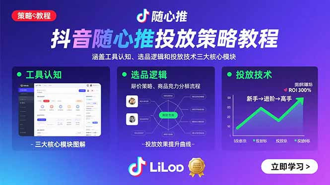 （15828期）抖音随心推投放策略教程：涵盖工具认知、选品逻辑和投放技术三大核心模块_生财有道创业项目网-生财有道