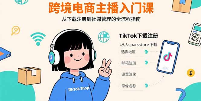 （15708期）跨境电商主播入门课，TikTok下载注册，支付工具配置，社媒账号管理全流程_生财有道创业项目网-生财有道