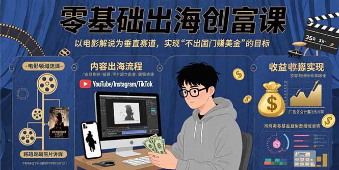 （15709期）零基础出海创富课：以电影解说为垂直赛道，实现不出国门赚美金的目标_生财有道创业项目网-生财有道