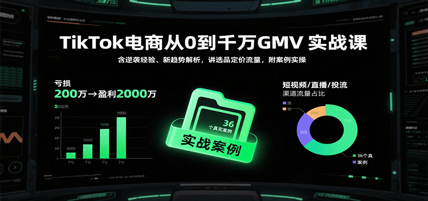 TikTok电商从0到千万GMV实战课，含逆袭经验、新趋势解析，讲选品定价流量，附案例实操_生财有道创业网-生财有道