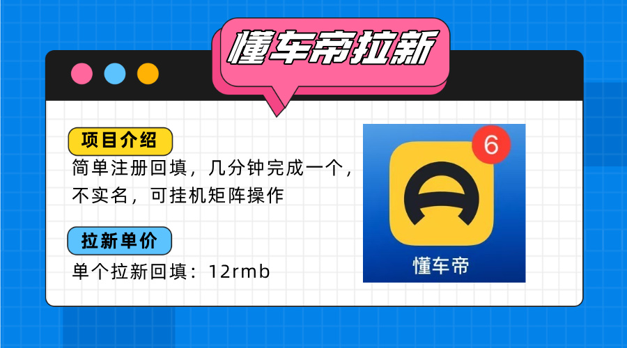 （15661期）懂车帝邪修拉新玩法，简单注册回填，不sm，单个拉新12rmb，轻松日入200+_生财有道创业项目网-生财有道