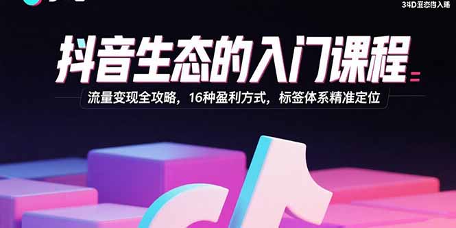 （15856期）抖音生态的入门课程：流量变现全攻略，16种盈利方式，标签体系精准定位_生财有道创业项目网-生财有道