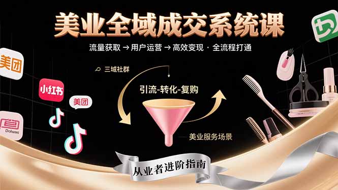 （15650期）美业全域成交系统课程：帮助美业从业者打通从流量获取到高效变现全流程_生财有道创业项目网-生财有道