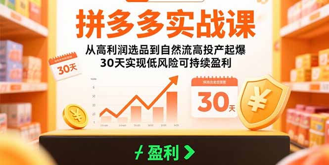 （15586期）拼多多实战课：从高利润选品到自然流高投产起爆 30天实现低风险可持续盈利_生财有道创业项目网-生财有道