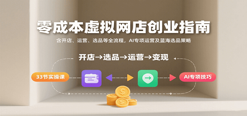 零成本虚拟网店创业指南，含开店、运营、选品等全流程， AI专项运营及蓝海选品策略_生财有道创业网-生财有道
