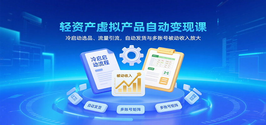 轻资产虚拟产品自动变现课，冷启动选品、流量引流，自动发货与多账号被动收入放大_生财有道创业网-生财有道