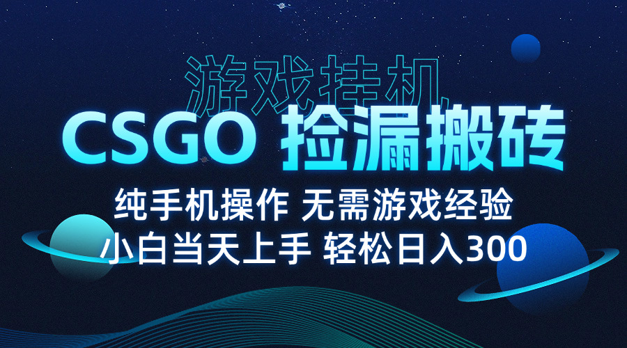 （15820期）8月最新游戏搬砖，CSGO纯挂机，不需要玩游戏，实现真挂机，月入1W+_生财有道创业项目网-生财有道
