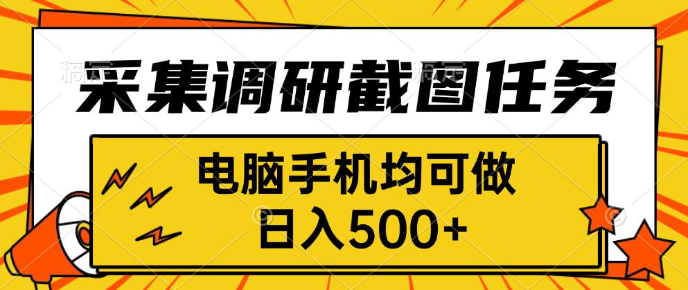 （15868期）采集，调研，截图任务，电脑手机均可做，日入500+_生财有道创业项目网-生财有道
