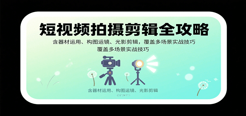短视频拍摄剪辑全攻略：含器材运用、构图运镜、光影剪辑，覆盖多场景实战技巧_生财有道创业网-生财有道