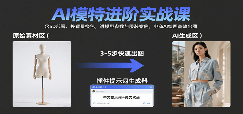 AI模特进阶实战课：含SD部署、换背景换色，讲模型参数与服装案例，电商AI绘画高效出图_生财有道创业网-生财有道