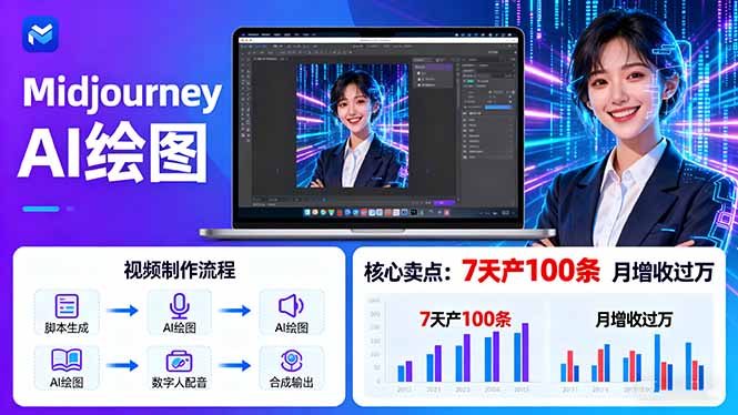 （16049期）AI绘图照片开口说话视频制作：Midjourney+数字人，7天产100条月增收过万_生财有道创业项目网-生财有道