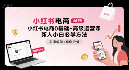 小红书电商0基础+高级运营课，新人小白必学方法，实操教学+案例分析——生财有道创业项目网-生财有道