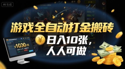 游戏全自动打金搬砖，日入10张，人人可做，纯干货，长期稳定收益项目【揭秘】——生财有道创业项目网-生财有道