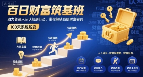 百日财富筑基班，助力普通人从认知到行动，带你解锁顶级财富密码——生财有道创业项目网-生财有道