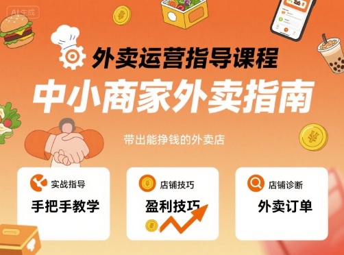 外卖运营指导课程，中小商家外卖指南，手把手带出能挣钱的外卖店——生财有道创业项目网-生财有道
