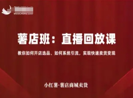 小红薯薯店商城卖货直播回放课，教你如何开店选品、如何系统引流，实现快速卖货变现——生财有道创业项目网-生财有道