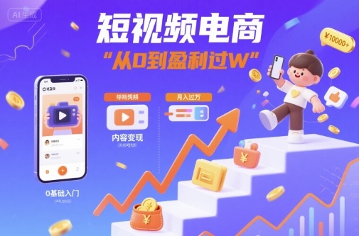 短视频电商：短视频变现从0到盈利过W——生财有道创业项目网-生财有道