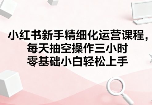 小红书新手精细化运营课程，每天抽空操作三小时，零基础小白轻松上手——生财有道创业项目网-生财有道