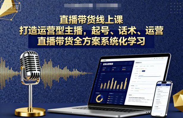 直播带货线上课，打造运营型主播，起号、话术、运营，直播带货全方案系统化学习——生财有道创业项目网-生财有道