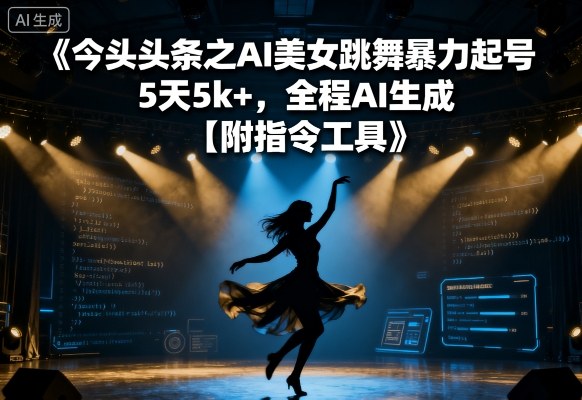 今日头条之AI美女跳舞暴力起号，5天1k+，全程AI生成【附指令工具】——生财有道创业项目网-生财有道