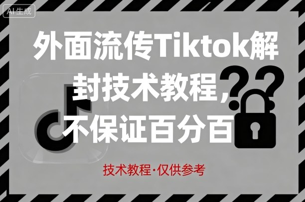 外面流传Tiktok解封技术教程，不保证百分百，具体自测——生财有道创业项目网-生财有道