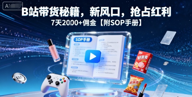 B站带货秘籍，新风口，抢占红利，7天2k+佣金【附SOP手册】——生财有道创业项目网-生财有道
