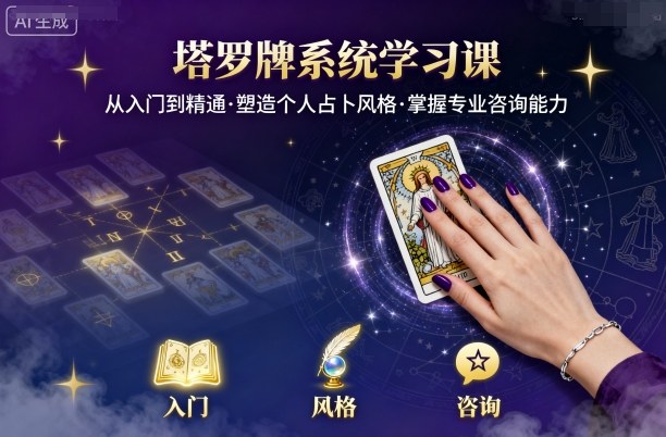 塔罗牌系统学习课，助你从入门到精通，塑造个人占卜风格，掌握专业咨询能力——生财有道创业项目网-生财有道