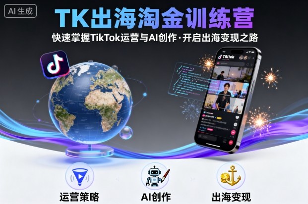 TK出海淘金训练营，助你快速掌握TikTok运营与AI创作，开启出海变现之路——生财有道创业项目网-生财有道
