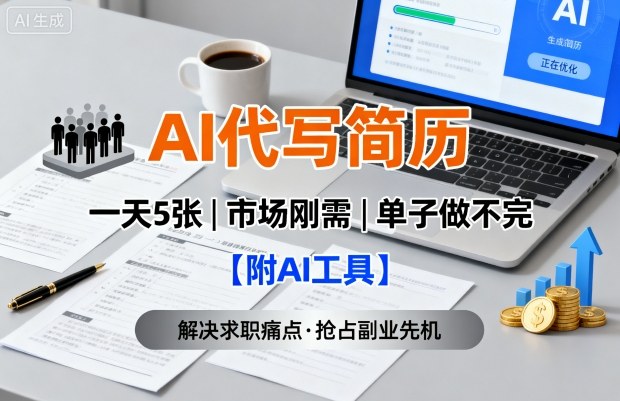 AI代写简历，一天5张，今年找工作难，市场刚需，单子做不完【附AI工具】——生财有道创业项目网-生财有道