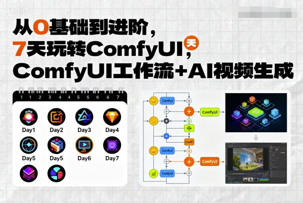 从0基础到进阶，7天玩转ComfyUI，Comfyui工作流+AI视频生成——生财有道创业项目网-生财有道