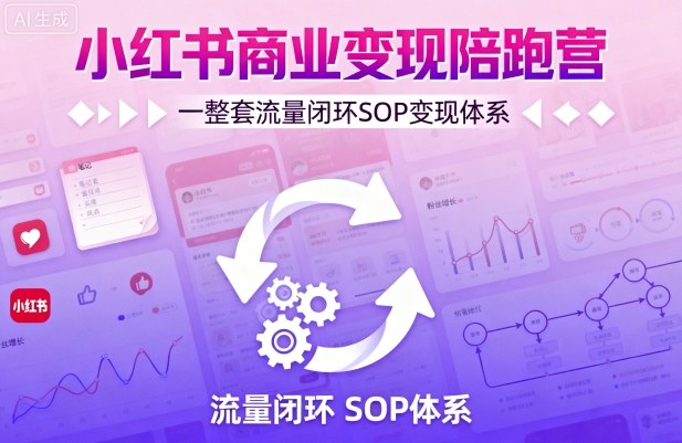 小红书商业变现陪跑营，轻IP矩阵 私域获客 聚光投流，一整套流量闭环SOP变现体系——生财有道创业项目网-生财有道