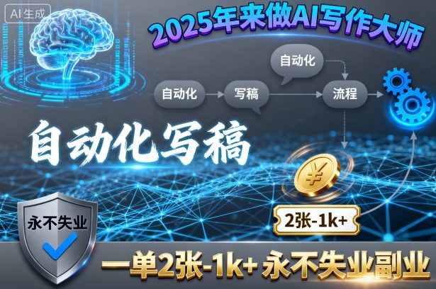 2025年来做AI写作大师，自动化写稿，一单2张-1k+，永不失业副业——生财有道创业项目网-生财有道