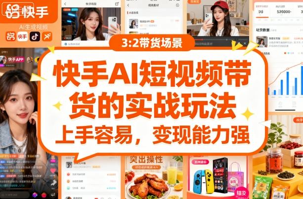 快手ai短视频带货的实战玩法，上手容易，变现能力强——生财有道创业项目网-生财有道