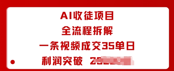 AI收徒项目全流程拆解一条视频成交35单日利润突破1k+——生财有道创业项目网-生财有道