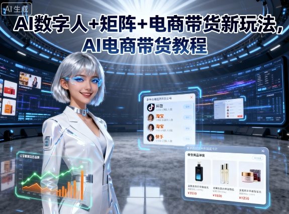 AI数字人+矩阵+电商带货新玩法，AI电商带货教程——生财有道创业项目网-生财有道