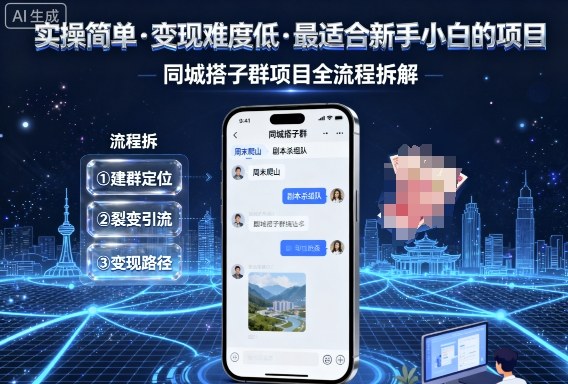 实操简单，变现难度低，最适合新手小白做的项目，每天轻松收入3张，同城搭子群项目全流程拆解——生财有道创业项目网-生财有道