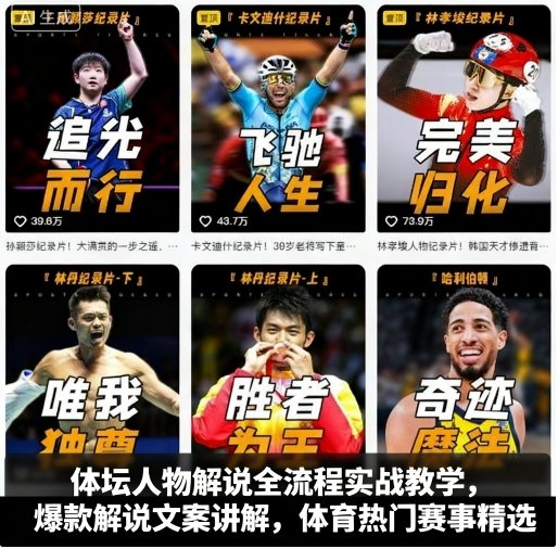 体坛人物解说全流程实战教学，爆款解说文案讲解，体育热门赛事精选——生财有道创业项目网-生财有道