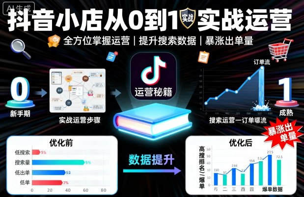 抖音小店从0到1实战运营，帮你全方位掌握小店运营，提升搜索数据与出单量——生财有道创业项目网-生财有道